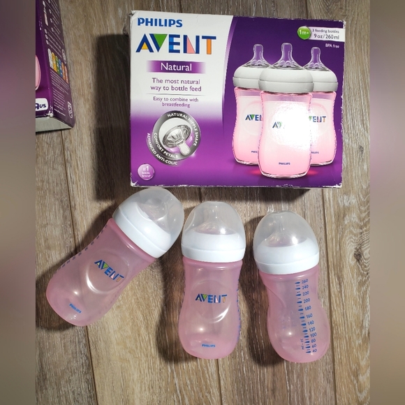 Philips Avent Pink Baby Bottles Set Of 3 - 9oz - Picture 1 of 6